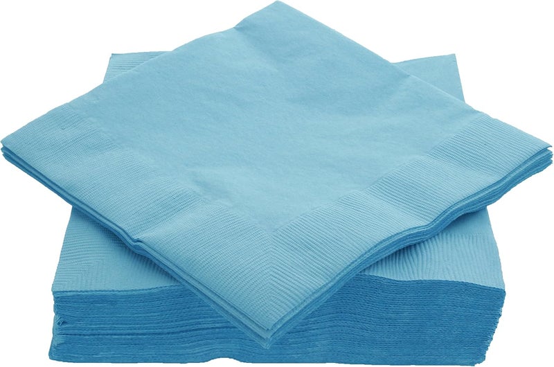 Amcrate Big Party Pack 40 Count Caribbean Blue Dinner Napkins Tableware- Ideal for Wedding, Party, Birthday, Dinner, Lunch, Cocktails. (7” x 7”) - Image 1